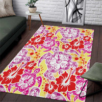Palaka with Honu and Hibiscus Area Rug Hawaiian Heritage Spirit - Polynesian Pride