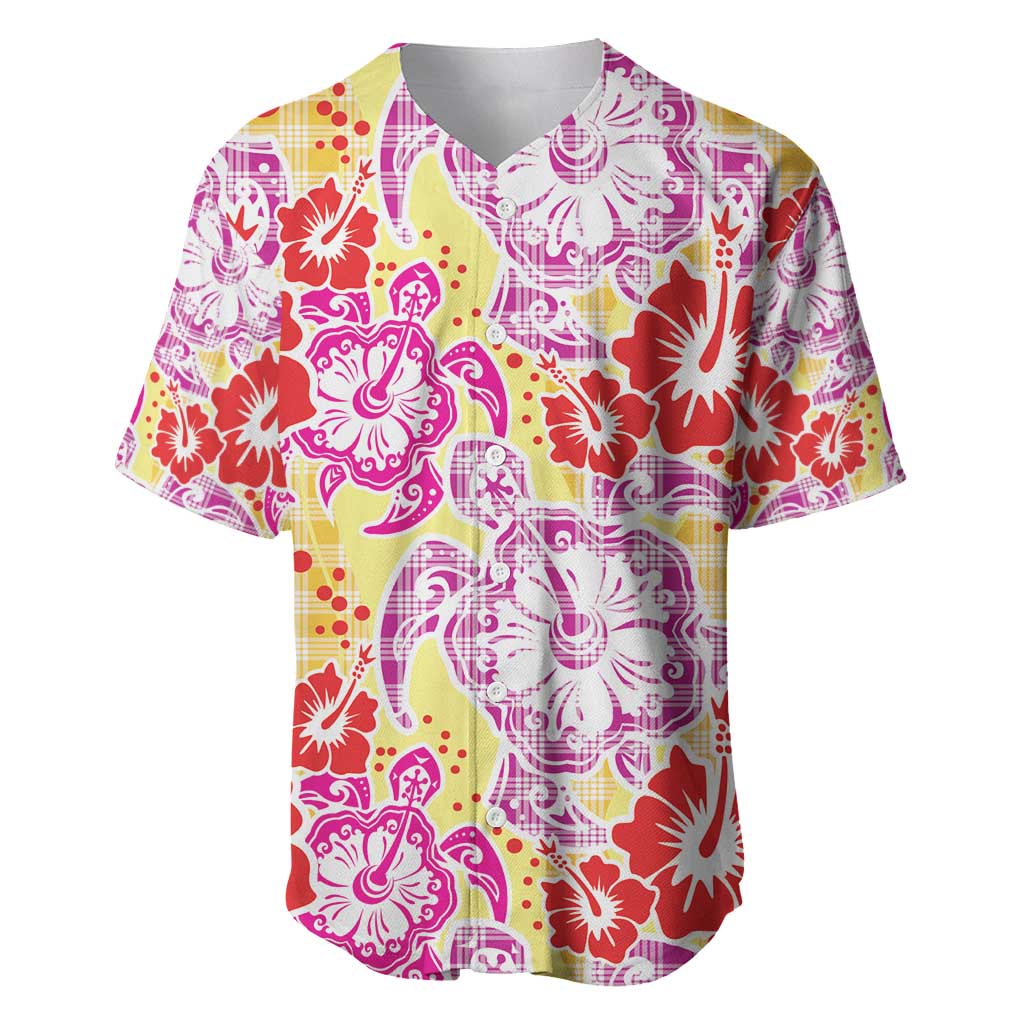 Palaka with Honu and Hibiscus Baseball Jersey Hawaiian Heritage Spirit - Polynesian Pride