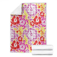 Palaka with Honu and Hibiscus Blanket Hawaiian Heritage Spirit - Polynesian Pride