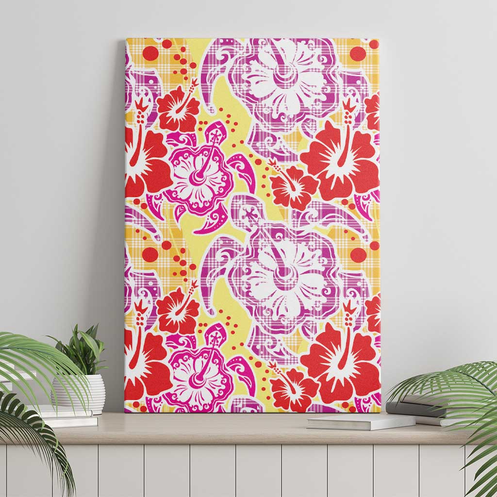 Palaka with Honu and Hibiscus Canvas Wall Art Hawaiian Heritage Spirit - Polynesian Pride