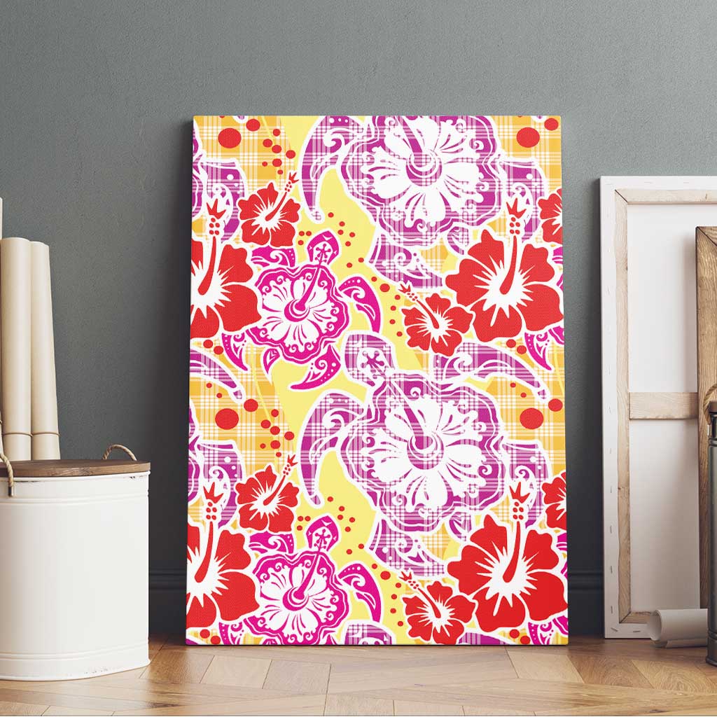 Palaka with Honu and Hibiscus Canvas Wall Art Hawaiian Heritage Spirit - Polynesian Pride