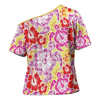 Palaka with Honu and Hibiscus Cross Shoulder Shirt Hawaiian Heritage Spirit - Polynesian Pride