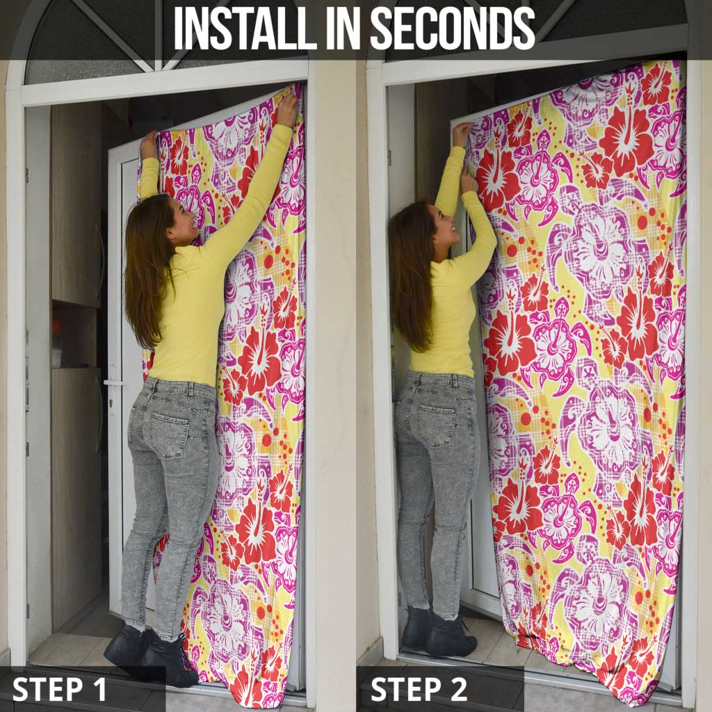 Palaka with Honu and Hibiscus Door Cover Hawaiian Heritage Spirit - Polynesian Pride