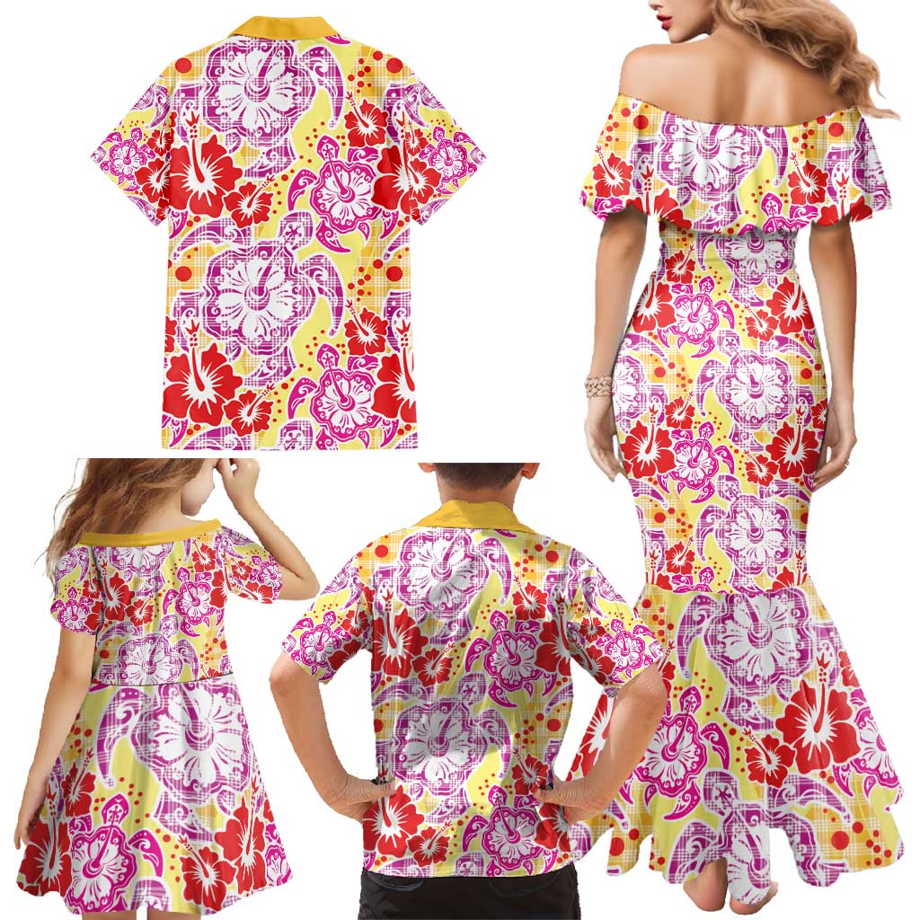 Palaka with Honu and Hibiscus Family Matching Mermaid Dress and Hawaiian Shirt Hawaiian Heritage Spirit - Polynesian Pride