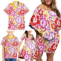 Palaka with Honu and Hibiscus Family Matching Off Shoulder Short Dress and Hawaiian Shirt Hawaiian Heritage Spirit - Polynesian Pride