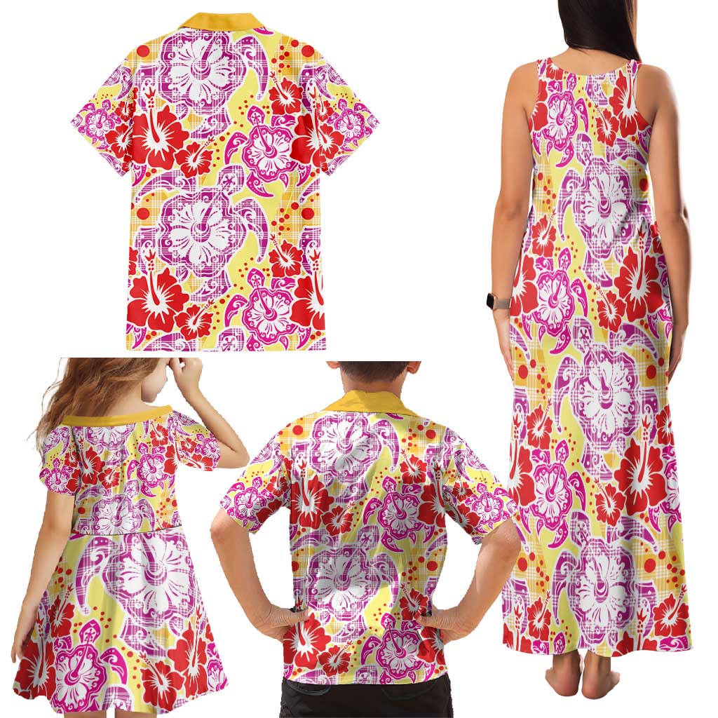 Palaka with Honu and Hibiscus Family Matching Tank Maxi Dress and Hawaiian Shirt Hawaiian Heritage Spirit - Polynesian Pride