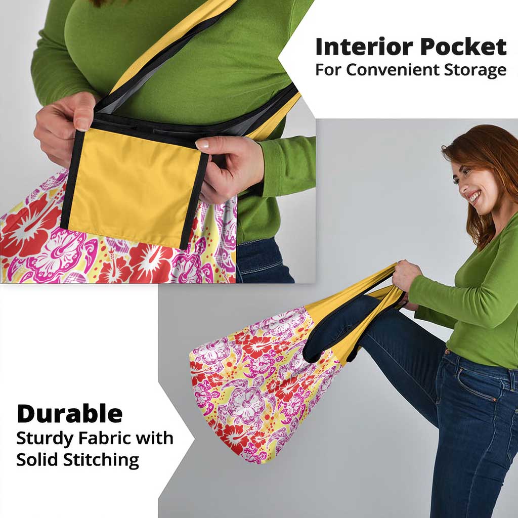 Palaka with Honu and Hibiscus Grocery Bag Hawaiian Heritage Spirit - Polynesian Pride