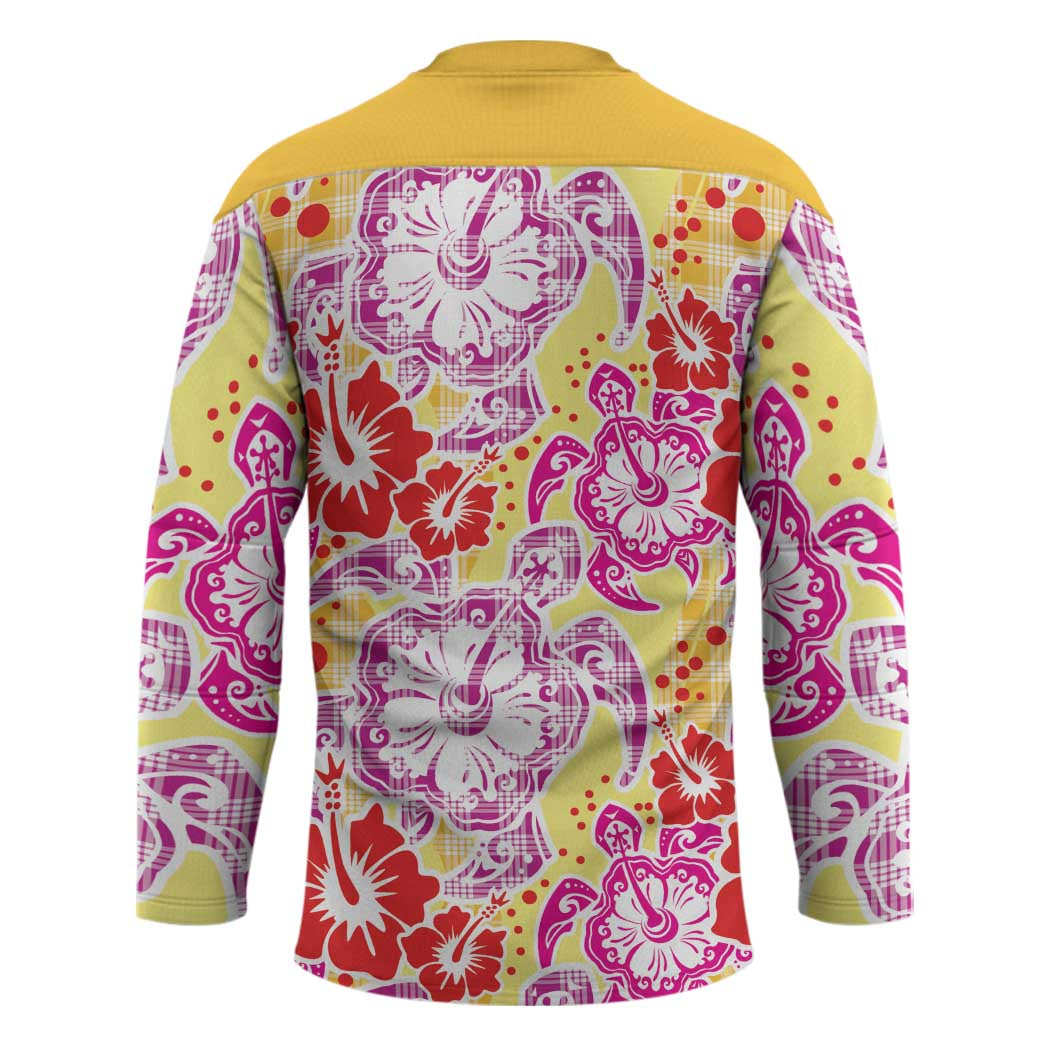 Palaka with Honu and Hibiscus Hockey Jersey Hawaiian Heritage Spirit - Polynesian Pride