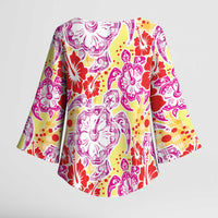 Palaka with Honu and Hibiscus Kimono Sleeve Blouse Hawaiian Heritage Spirit - Polynesian Pride