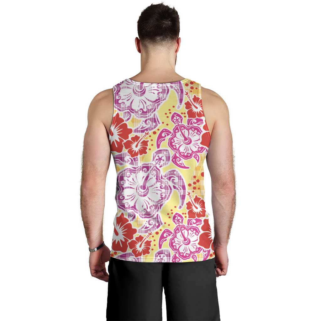 Palaka with Honu and Hibiscus Men Tank Top Hawaiian Heritage Spirit - Polynesian Pride