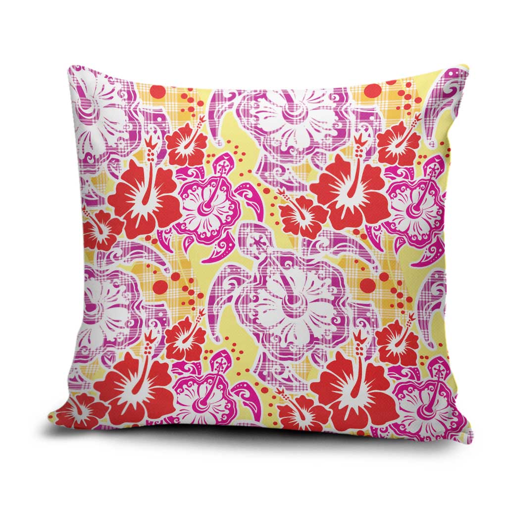 Palaka with Honu and Hibiscus Pillow Cover Hawaiian Heritage Spirit - Polynesian Pride
