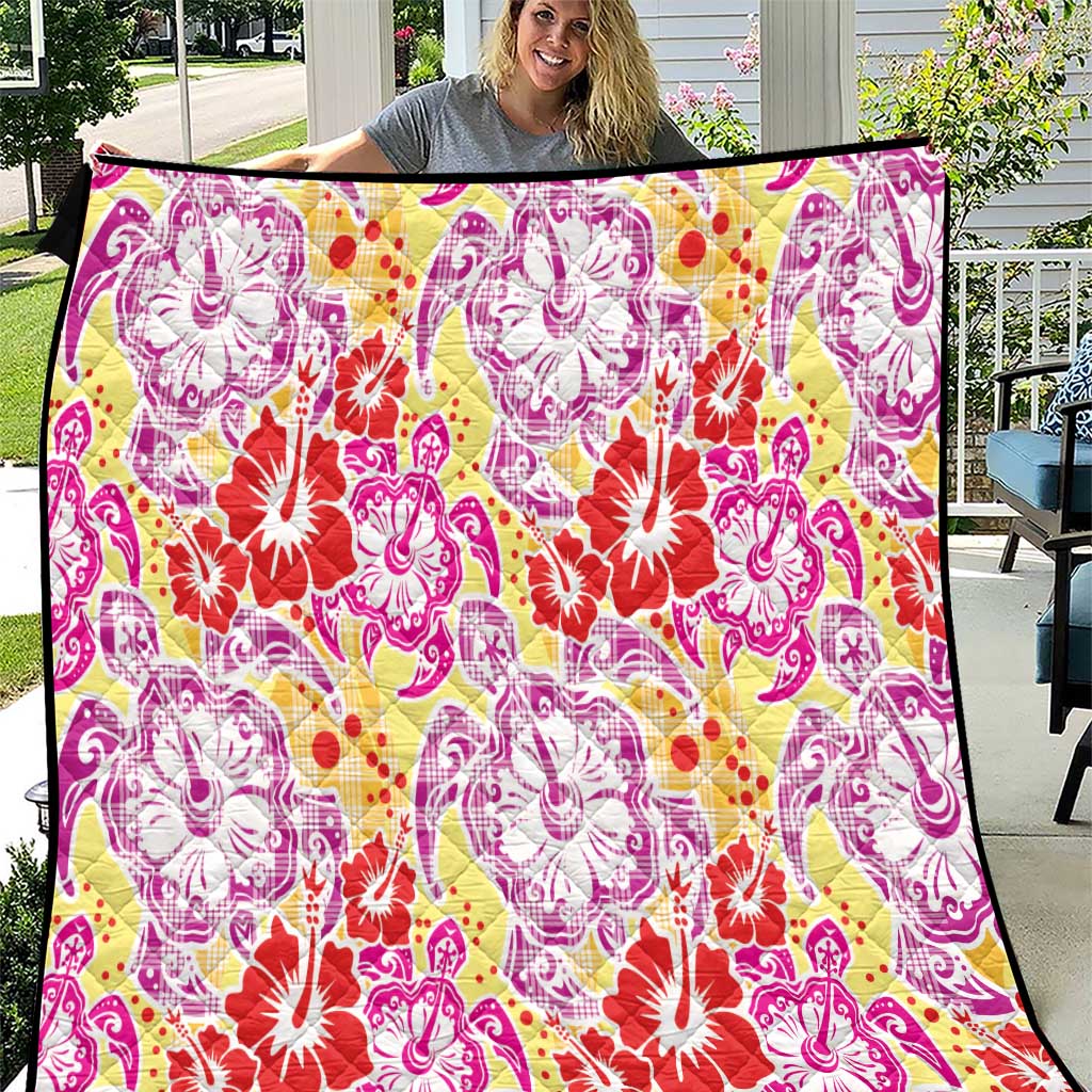 Palaka with Honu and Hibiscus Quilt Hawaiian Heritage Spirit LT9 Red - Polynesian Pride