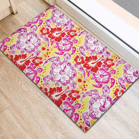 Palaka with Honu and Hibiscus Rubber Doormat Hawaiian Heritage Spirit - Polynesian Pride