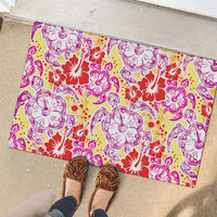 Palaka with Honu and Hibiscus Rubber Doormat Hawaiian Heritage Spirit - Polynesian Pride