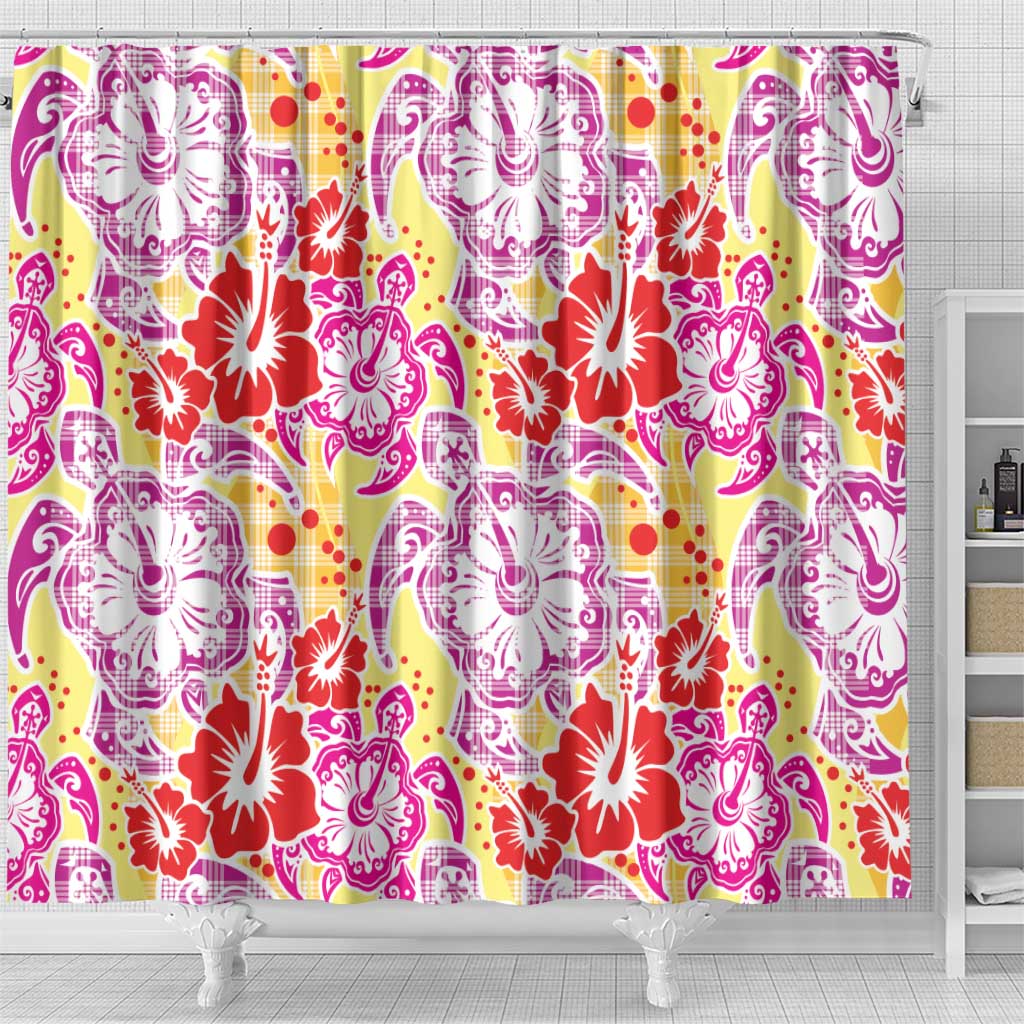 Palaka with Honu and Hibiscus Shower Curtain Hawaiian Heritage Spirit - Polynesian Pride