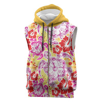 Palaka with Honu and Hibiscus Sleeveless Zip Hoodie Hawaiian Heritage Spirit - Polynesian Pride