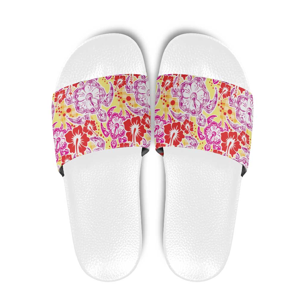 Palaka with Honu and Hibiscus Slide Sandals Hawaiian Heritage Spirit - Polynesian Pride