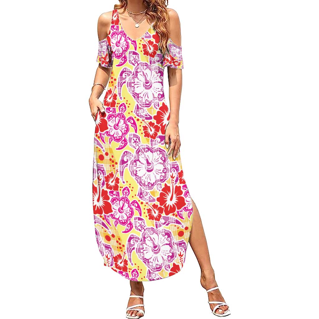 Palaka with Honu and Hibiscus Summer Maxi Dress Hawaiian Heritage Spirit - Polynesian Pride