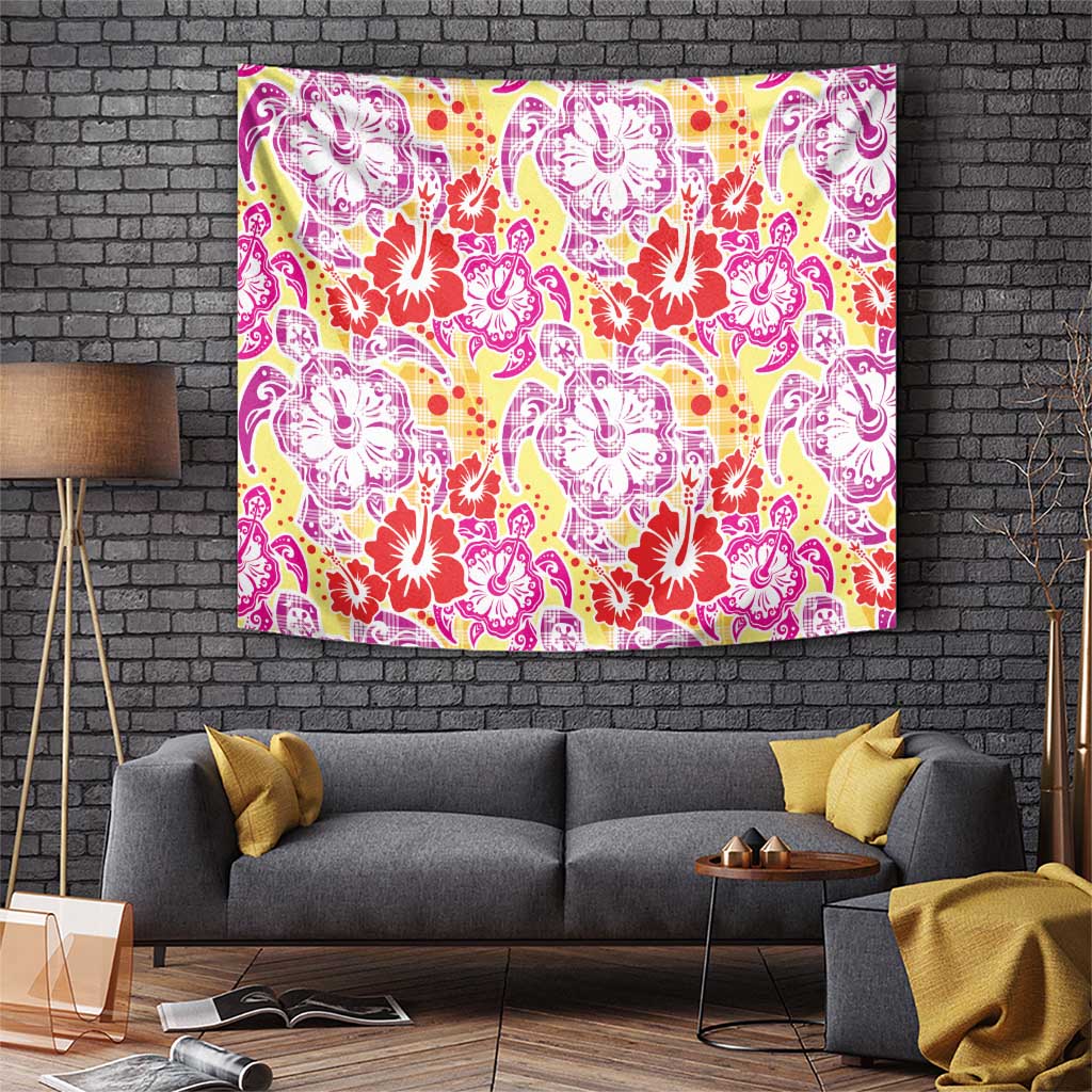 Palaka with Honu and Hibiscus Tapestry Hawaiian Heritage Spirit LT9 Red - Polynesian Pride