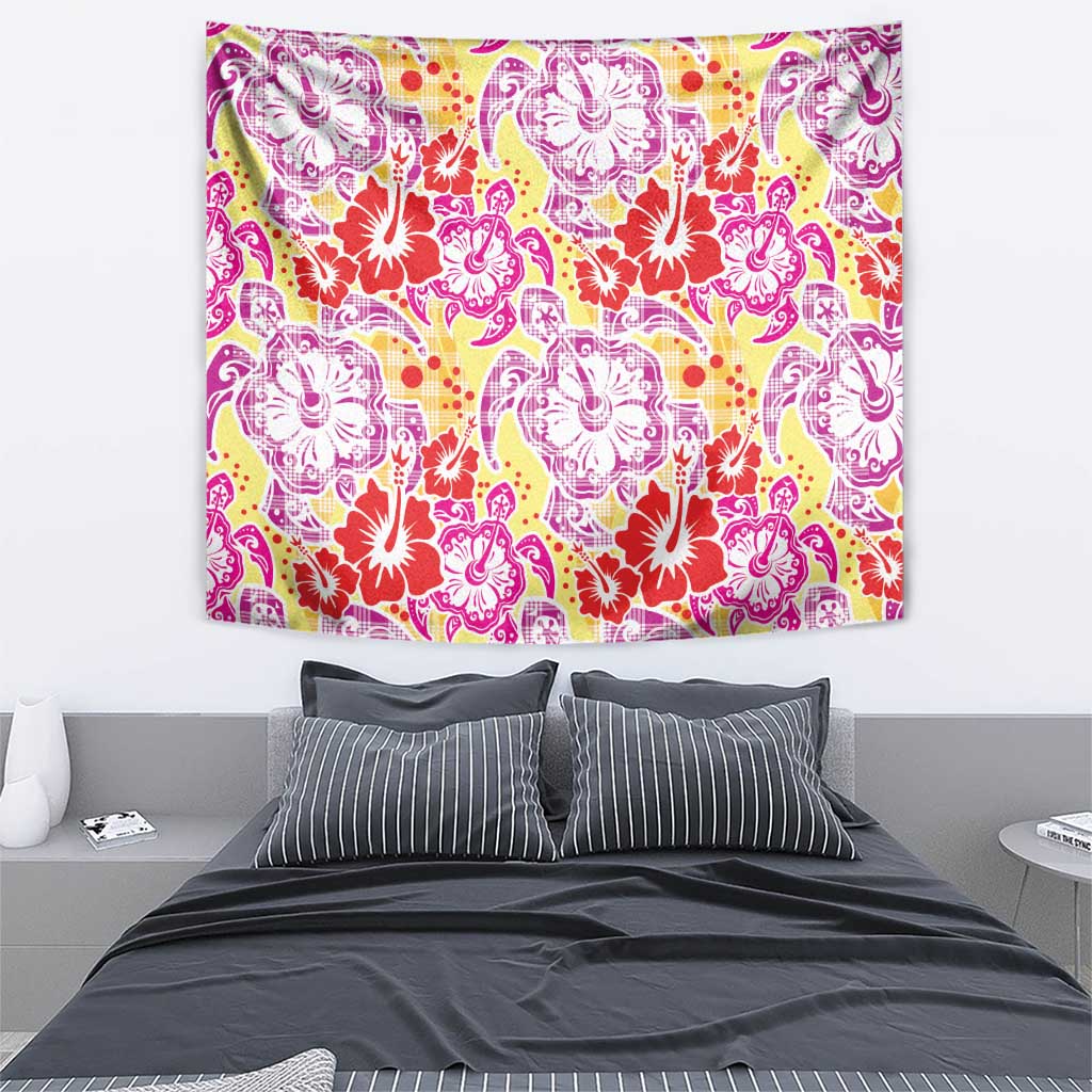 Palaka with Honu and Hibiscus Tapestry Hawaiian Heritage Spirit - Polynesian Pride