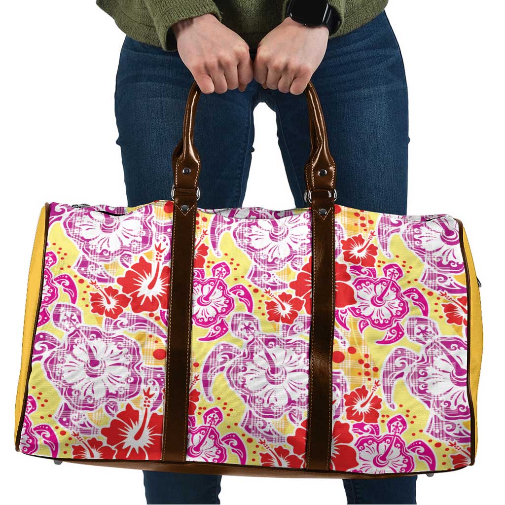 Palaka with Honu and Hibiscus Travel Bag Hawaiian Heritage Spirit LT9 Red - Polynesian Pride