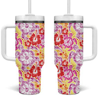 Palaka with Honu and Hibiscus Tumbler With Handle Hawaiian Heritage Spirit - Polynesian Pride