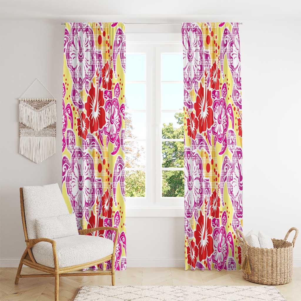 Palaka with Honu and Hibiscus Window Curtain Hawaiian Heritage Spirit - Polynesian Pride