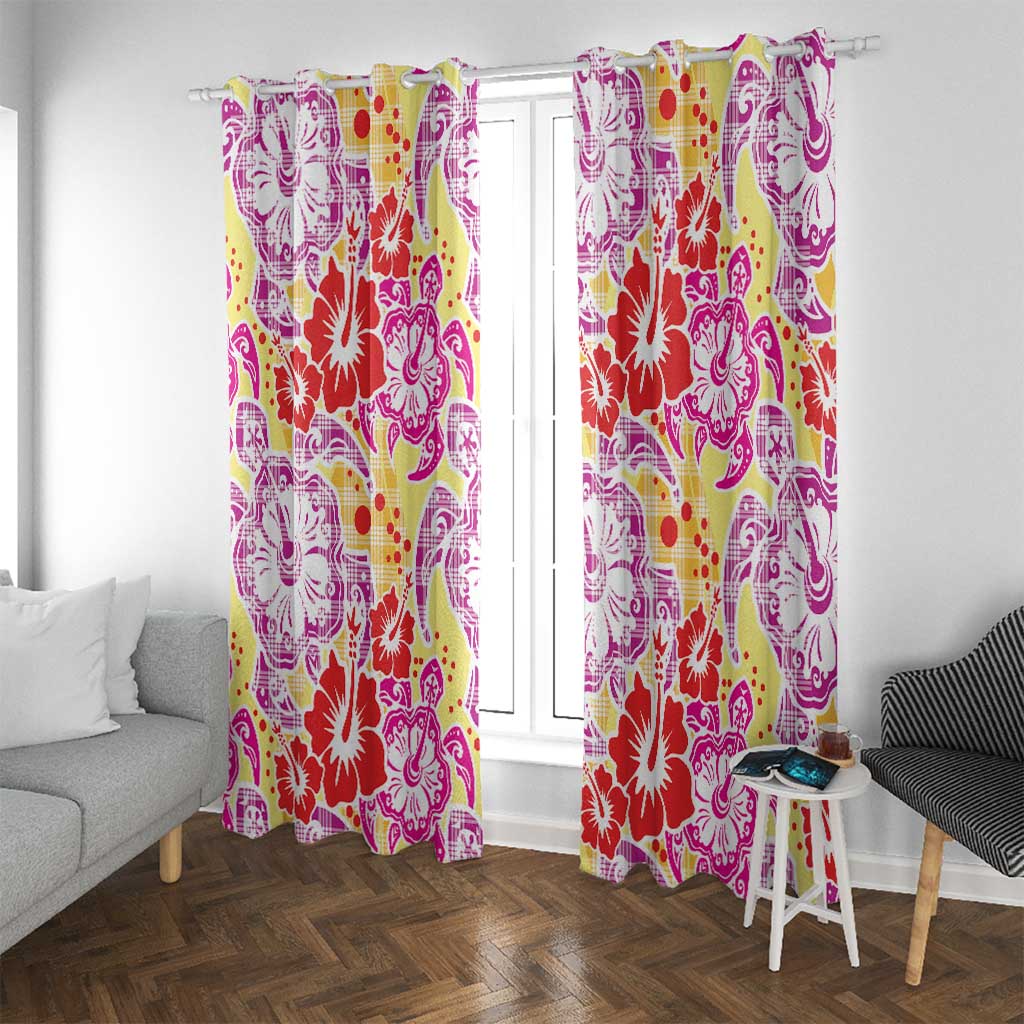 Palaka with Honu and Hibiscus Window Curtain Hawaiian Heritage Spirit - Polynesian Pride