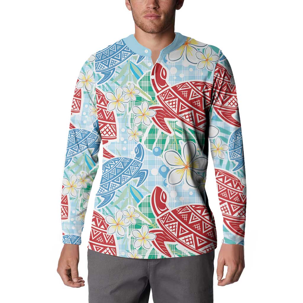 Palaka with Honu and Plumeria Button Sweatshirt Hawaiian Heritage Spirit - Polynesian Pride