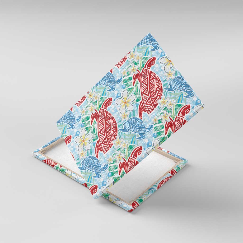 Palaka with Honu and Plumeria Canvas Wall Art Hawaiian Heritage Spirit - Polynesian Pride