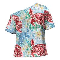 Palaka with Honu and Plumeria Cross Shoulder Shirt Hawaiian Heritage Spirit - Polynesian Pride