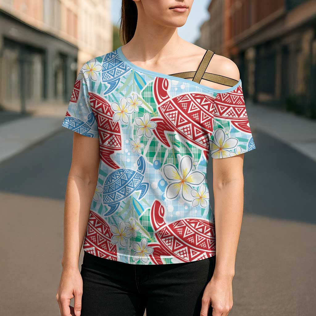Palaka with Honu and Plumeria Cross Shoulder Shirt Hawaiian Heritage Spirit - Polynesian Pride