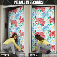 Palaka with Honu and Plumeria Door Cover Hawaiian Heritage Spirit - Polynesian Pride