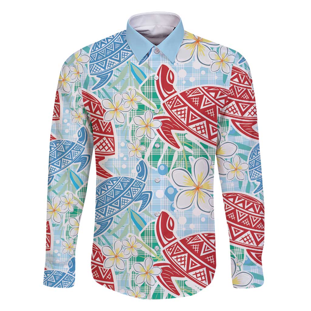 Palaka with Honu and Plumeria Family Matching Long Sleeve Bodycon Dress and Hawaiian Shirt Hawaiian Heritage Spirit - Polynesian Pride
