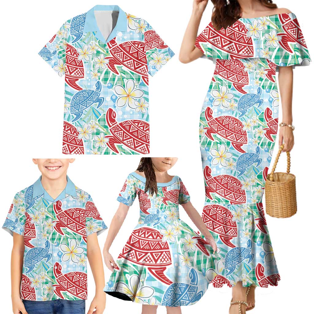 Palaka with Honu and Plumeria Family Matching Mermaid Dress and Hawaiian Shirt Hawaiian Heritage Spirit - Polynesian Pride