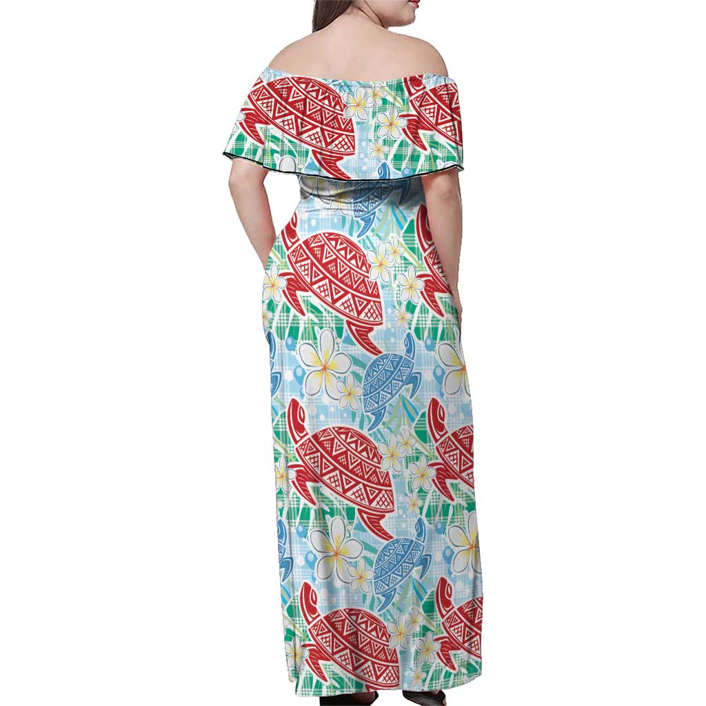 Palaka with Honu and Plumeria Family Matching Off Shoulder Maxi Dress and Hawaiian Shirt Hawaiian Heritage Spirit - Polynesian Pride