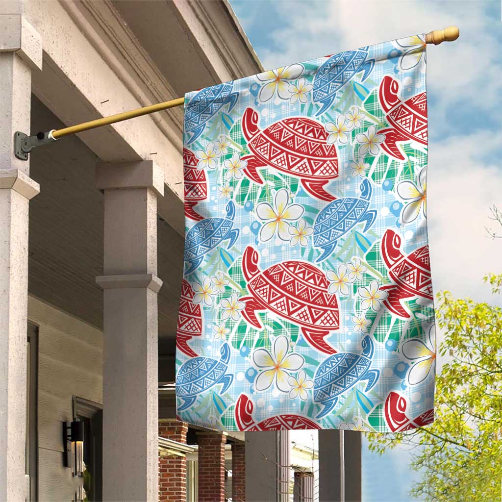 Palaka with Honu and Plumeria Garden Flag Hawaiian Heritage Spirit - Polynesian Pride