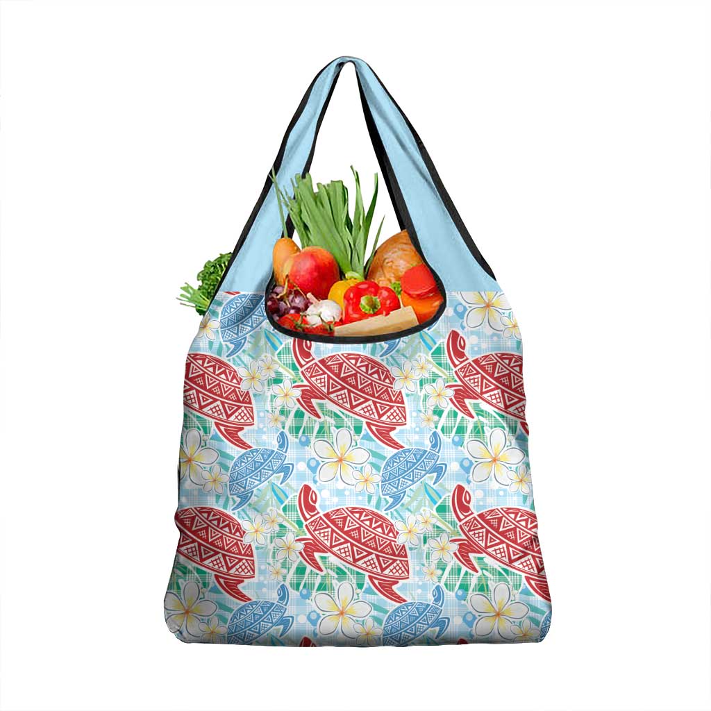 Palaka with Honu and Plumeria Grocery Bag Hawaiian Heritage Spirit LT9 1-pack One Size Blue - Polynesian Pride