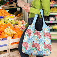 Palaka with Honu and Plumeria Grocery Bag Hawaiian Heritage Spirit - Polynesian Pride