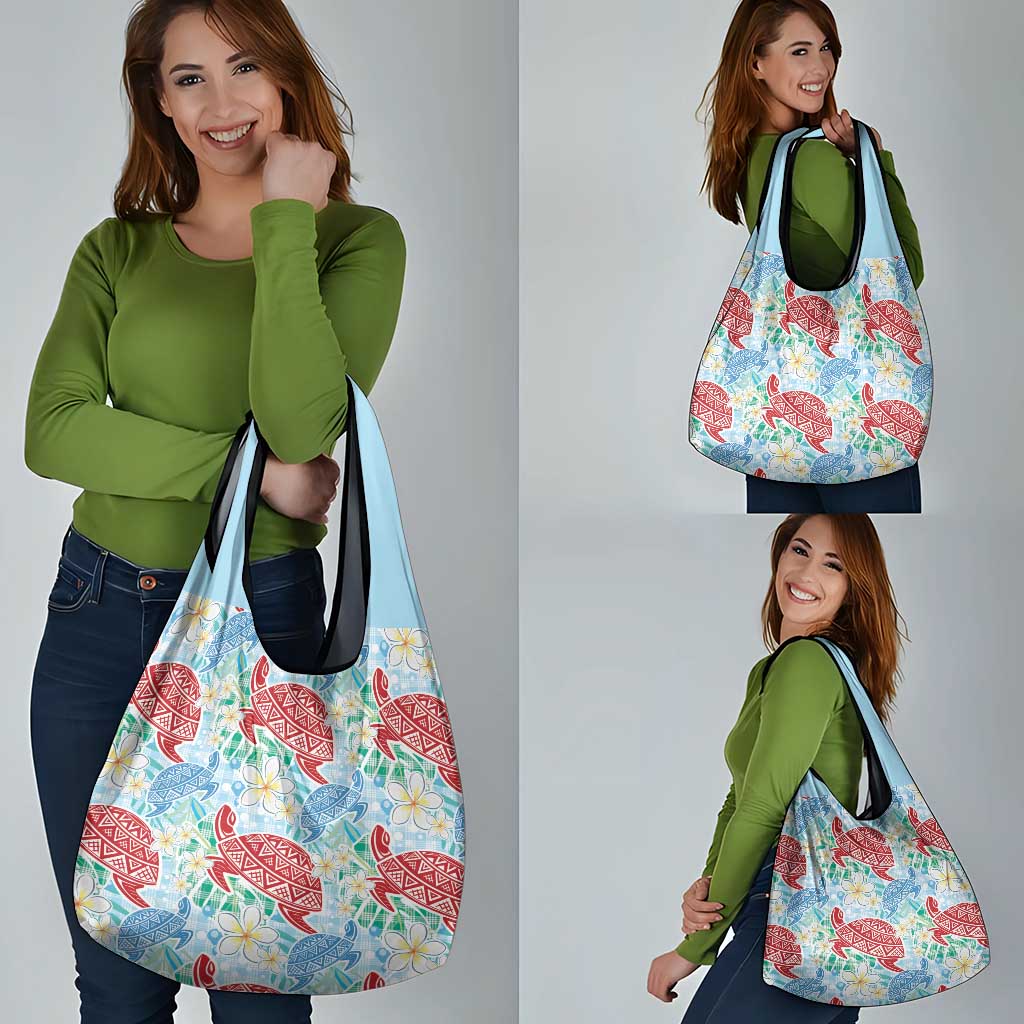 Palaka with Honu and Plumeria Grocery Bag Hawaiian Heritage Spirit - Polynesian Pride
