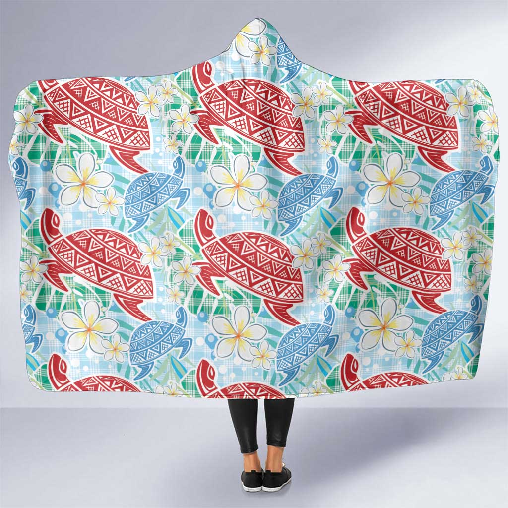 Palaka with Honu and Plumeria Hooded Blanket Hawaiian Heritage Spirit - Polynesian Pride
