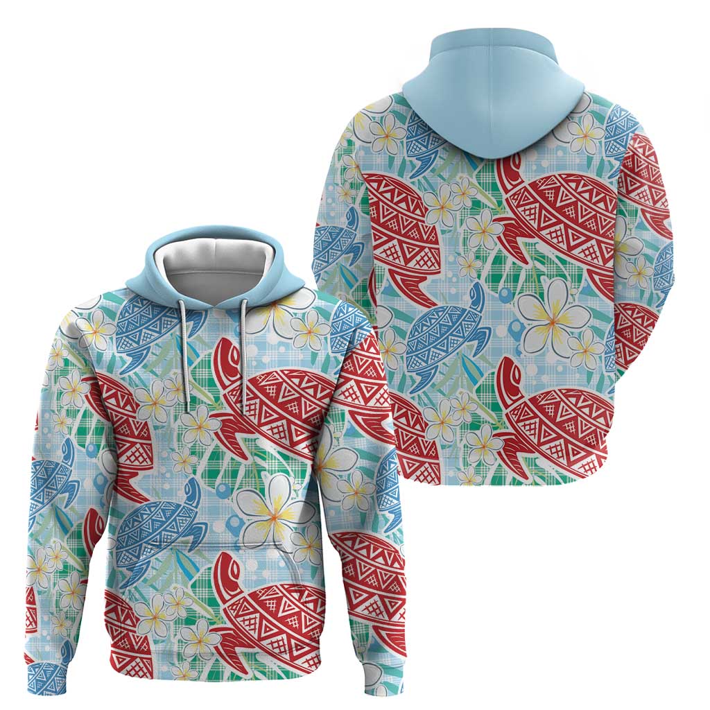 Palaka with Honu and Plumeria Hoodie Hawaiian Heritage Spirit - Polynesian Pride
