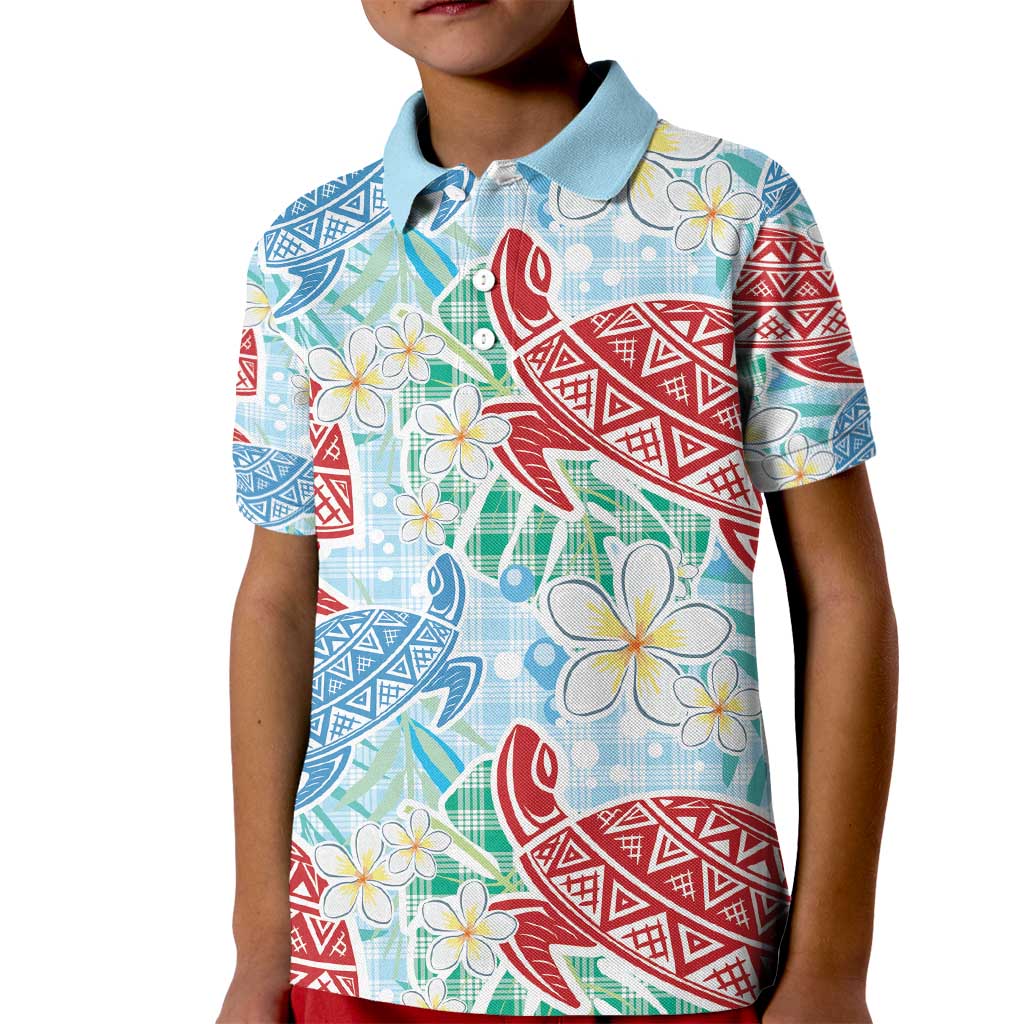 Palaka with Honu and Plumeria Kid Polo Shirt Hawaiian Heritage Spirit - Polynesian Pride
