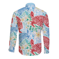 Palaka with Honu and Plumeria Long Sleeve Button Shirt Hawaiian Heritage Spirit LT9 - Polynesian Pride