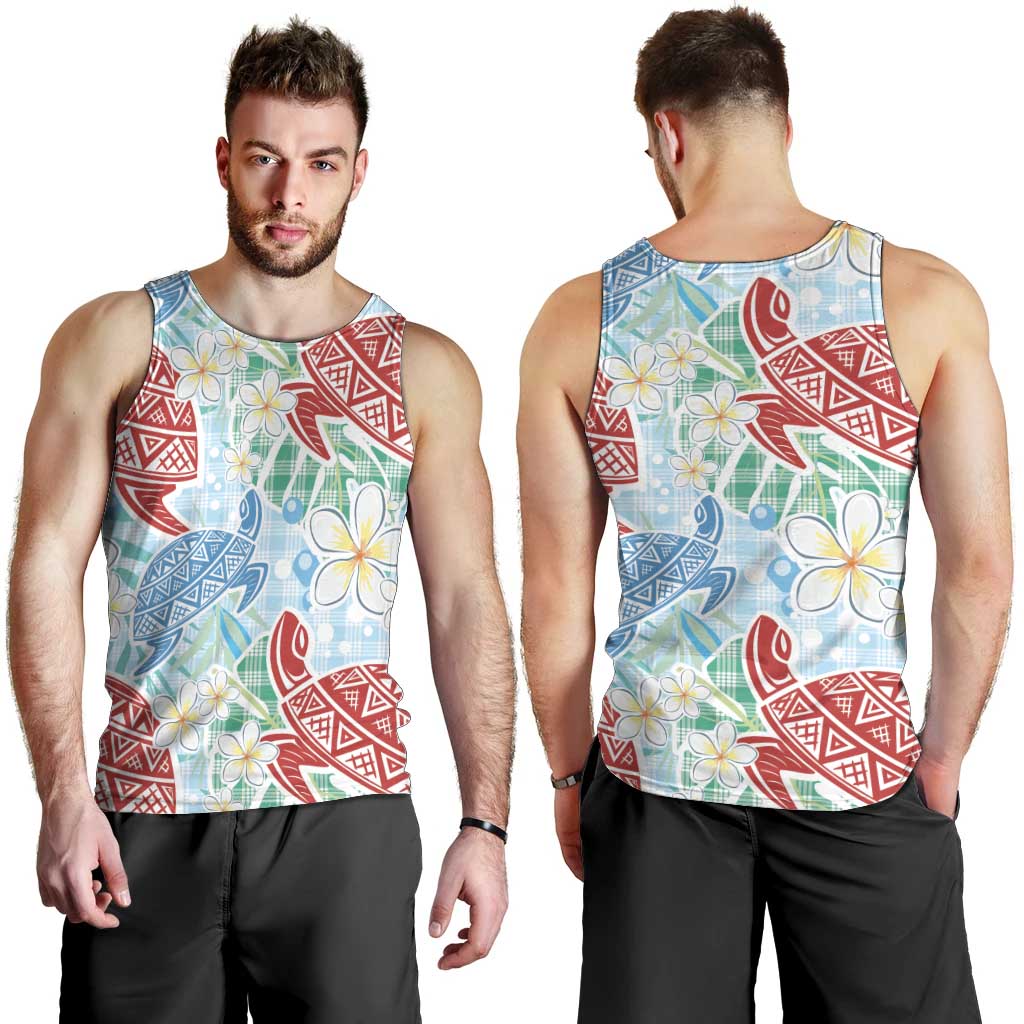 Palaka with Honu and Plumeria Men Tank Top Hawaiian Heritage Spirit - Polynesian Pride