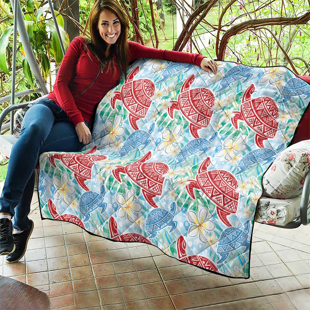 Palaka with Honu and Plumeria Quilt Hawaiian Heritage Spirit - Polynesian Pride