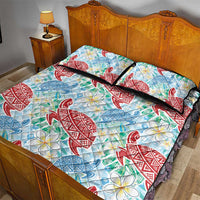 Palaka with Honu and Plumeria Quilt Bed Set Hawaiian Heritage Spirit - Polynesian Pride