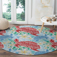 Palaka with Honu and Plumeria Round Carpet Hawaiian Heritage Spirit - Polynesian Pride