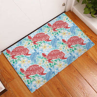 Palaka with Honu and Plumeria Rubber Doormat Hawaiian Heritage Spirit - Polynesian Pride
