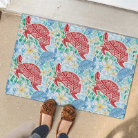 Palaka with Honu and Plumeria Rubber Doormat Hawaiian Heritage Spirit - Polynesian Pride